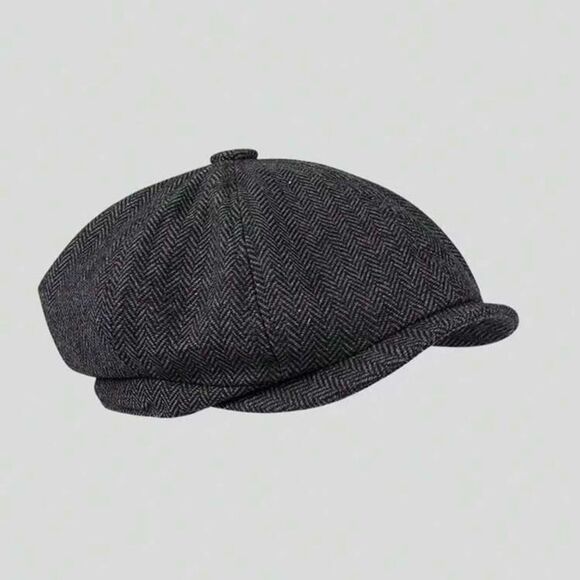 Herringbone Wool Newsboy Cap - Picture 2 of 4